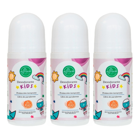 Desodorante Natural Kids Niños Y Niñas Allium 3 Pz Premium 