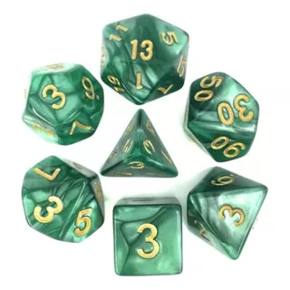 Set X7 Dados Pearl Verde Oscuro Dungeon And Dragons