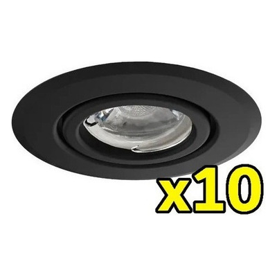 Pack X 10 Spot De Embutir Negro Movil Con Led 7w Completo Sf