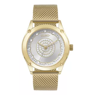 Relógio Euro Feminino Dourado Eu2036sl/4k Correia De Aço Cor Do Fundo Prata