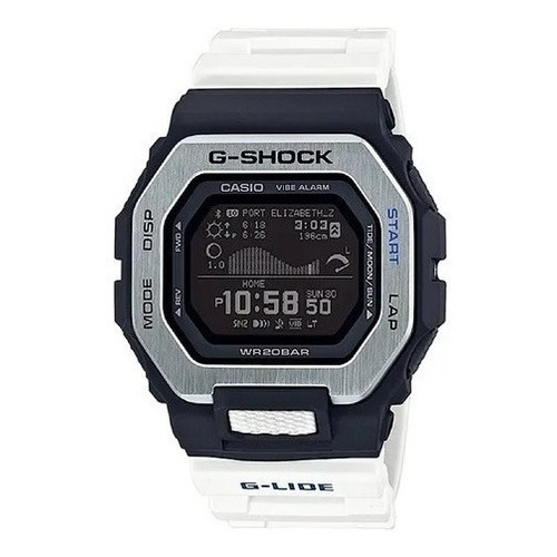 Reloj Casio G-shock Bluetooth® Gbx-100-7dr /marisio Color De La Correa Blanco Color Del Bisel Plateado Color Del Fondo Negro