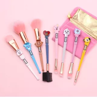 Kit De 8 Brochas Para Maquillaje Diseño Personajes Bts Bt21