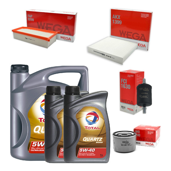 Kit 4 Filtros + 6l Aceite Total 5w40 Renault Captur Wega