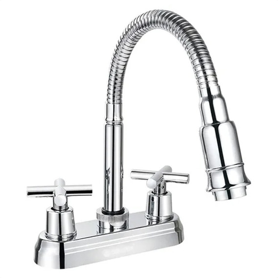 Llave Mezcladora Baño Lavabo Cuello Flexible Inoxidable 4'