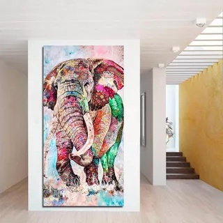 Cuadro Decorativo Elefante Colorido
