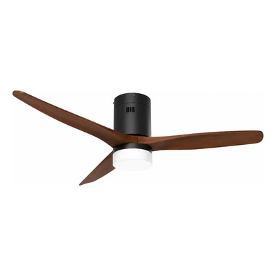 Ventilador De Techo Alisio Negro Natural Con Luz Y Control  1.321 M 50hz/ 60hz Negro/madera Madera Oscura Abs 3