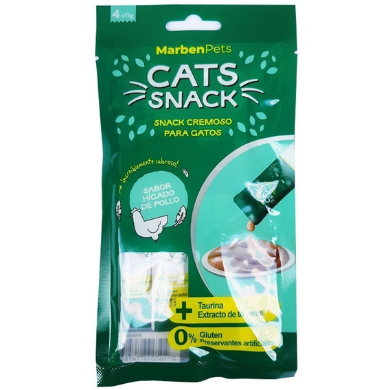 Cats Snack Tubito Cremoso Higado De Pollo 4x15g