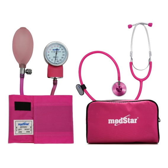 Kit Baumanómetro Aneroide Con Estetoscopio De Una Campana Simplex Medstar. Brazalete 23-32 Cm Tamaño Estándar