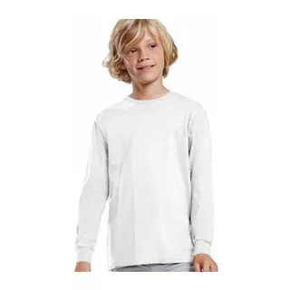 Camiseta Blanca Niño Térmica Con Puño Talles 4 Al 14