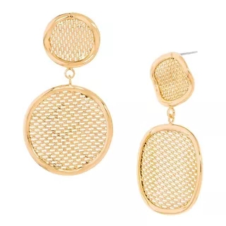 Aretes Nice 4 Baños De Oro 18k Colgante