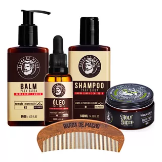 Kit Para Barba E Cabelo Shampoo Oleo Balm Con Pomada Barba De Macho