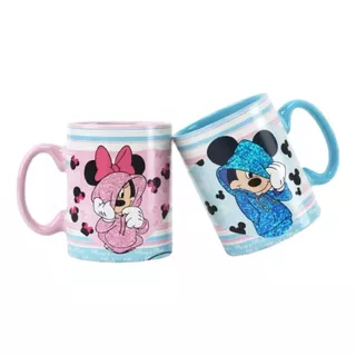 Caneca De Porcelana Mickey E Minnie Mouse
