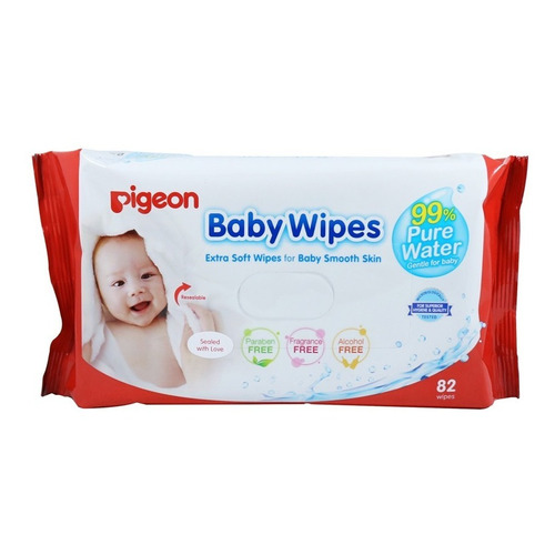 Baby Wipes, Toallitas Húmedas, 99% Agua Pura  Pigeón  82 Und