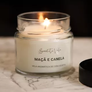 3 Velas De Cera Vegetal (maçã E Canela, Madeira E Baunilha)