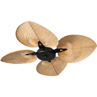 Ventilador De Techo Verona Negro Con Palas De Rattán Roble 1.2 Cm 50 Hz Negro Roble Rattan 4
