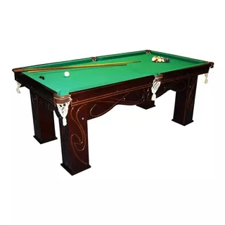 Mesa De Bilhar Klopf Lujo 1042 De 2.22m X 1.22m X 0.87m Cor Mogno Com Superfície De Jogo De Mdf, Tecido Verde De Poliéster E Redes De Cor Branco