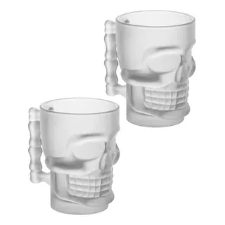  Kit Caneca Chopp/cerveja/copo Vidro Caveira Rock Lyor 510ml