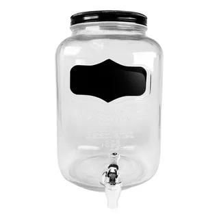 Frasco Dispenser Vidrio Pizarra Para Bebidas Canilla 4lts Color Transparente
