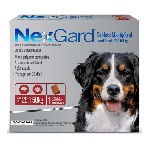Kit Nexgard de control de pulgas y garrapatas para perros de 25 a 50 kg, 3 unidades