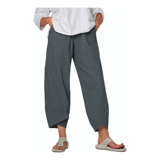  Pantalones Harem Capri De Lino Y Algodón Sueltos Para Mujer