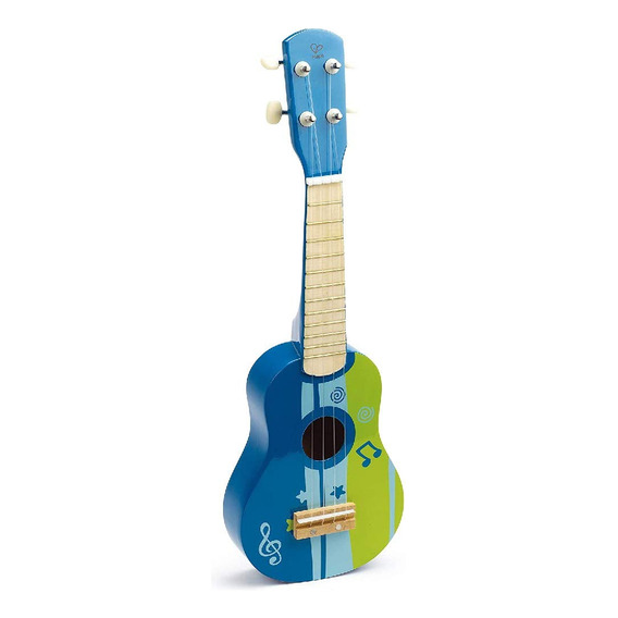 Hape - Ukelele De Juguete De Madera Para Niños, Multicolor Color Azul