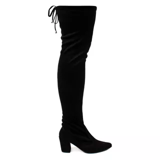 Bota Feminina Over The Knee Stretch Bico Fino Salto Grosso