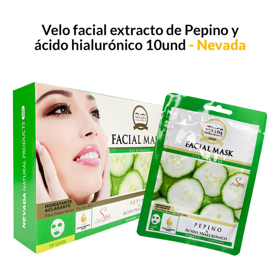 Velo Facial Extracto De Pepino Y Ácido Hialurónico 10und