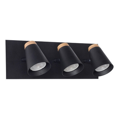 Aplique 4 Luces Eleanor Negro Con Madera Barral Apto Led Mks