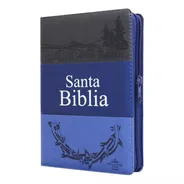 Biblia Rvr1960 Letra Gde. Imit. Piel Gris/azul Cierre/índice