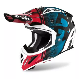 Capacete Airoh Aviator Ace Kybon Blue/red Gloss Carbono 2022