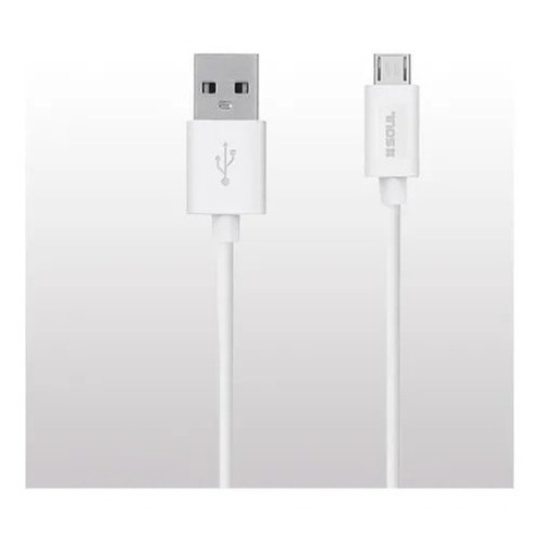 Cable Cargador Usb Micro Usb Soul Para Samsung Largo 1 Metro Color Blanco