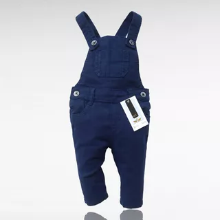 Jardineira Macacão Calça Jeans Escura Bebê Fashion Menino 