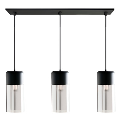 Colgante 3 Luces Gurion Negro Cristal Moderno Apto Led Cie