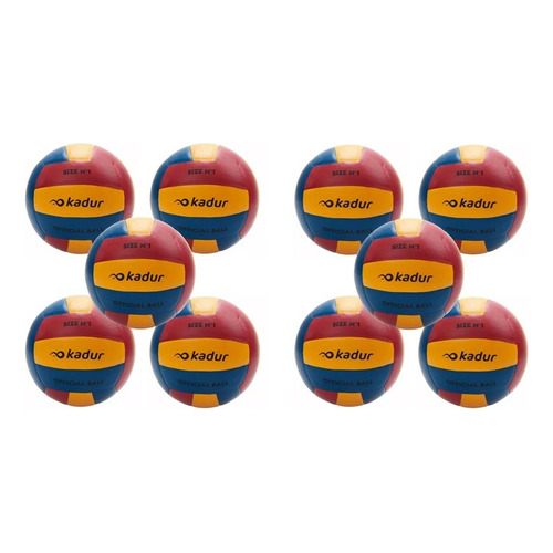 Pack X10 Pelotas Handball N 1 2 Simil Cuero Recreativa Kadur Color Rojo Amarillo Azul N 1