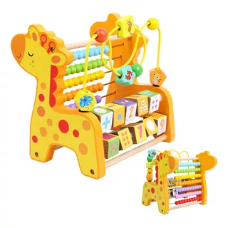 Brinquedo Educativo 3 Anos Madeira Ábaco Montessori Lindo Cor Girafinha / Amarela