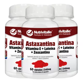 Astaxantina +vit E +luteina +zeaxantina 60 Cáps 540mg Sabor Sem Sabor