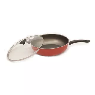 Frigideira Wok Antiaderente 32 Cm Tampa De Vidro