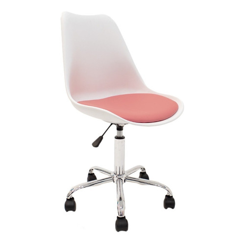 Silla Oficina Escritorio Pc Tulip Newmo Color Blanco Asiento Rosa