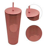 Termo Tumbler Vaso Studded Plastico Popote 700 Ml Colores Color Rosa Brillante Plano