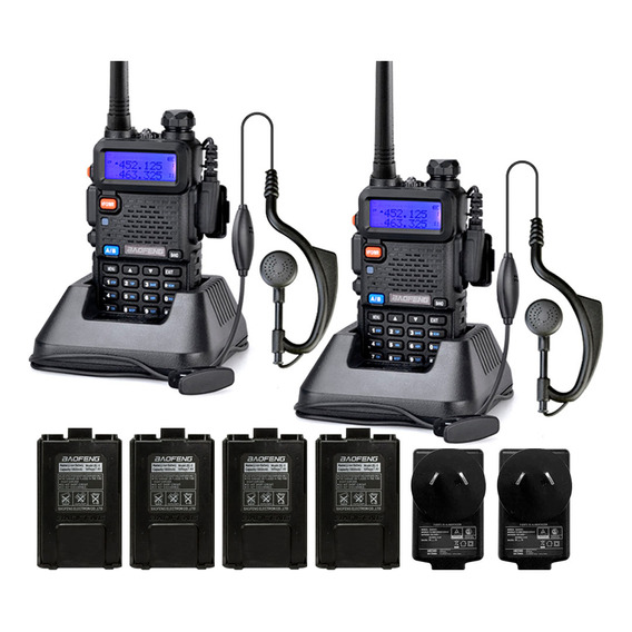 Kit Handy Baofeng Uv5r Bi Banda Recargable Uhf Vhf Handie Bandas de frecuencia VHF/UHF Color Negro