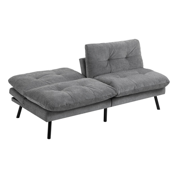 Sofá sofá cama reclinable Mobeler Moderna Barm de 3 cuerpos color gris de terciopelo y patas color chocolate de metal