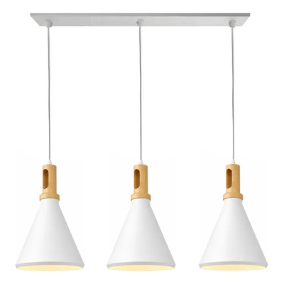  Colgante 3 Luces Siena 1 Blanco Apto Led E27 Luz Desing Blanco