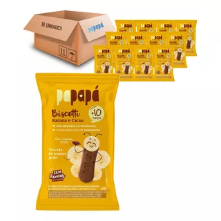 Kit C/ 12 Biscoito Infantil Papapá Banana E Cacau 60g Kit