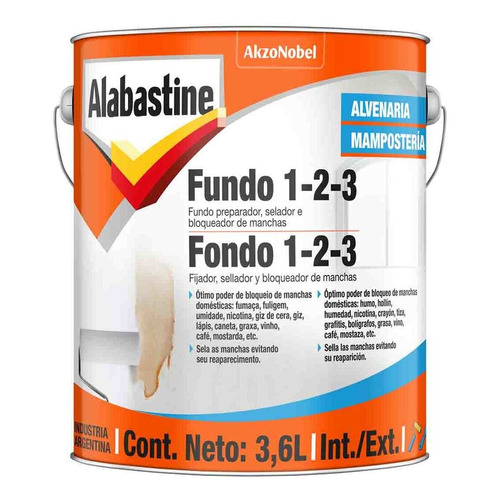 Fondo Alabastine Fija Sella Bloquea Manchas 3,6 L Alba - Color Blanco