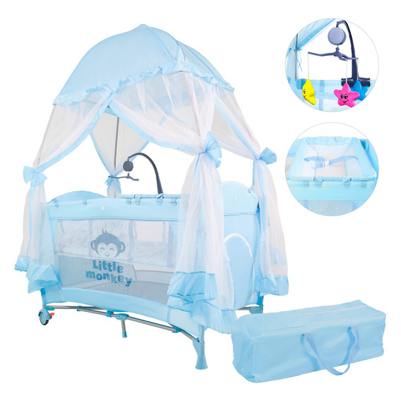 Corral Bebe Toldo Cuna Movil Musical Mosquitero Plegable