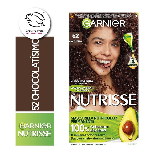 Kit De Coloración Permanente Garnier Nutrisse 4 Aceites Tono 52 Clasico