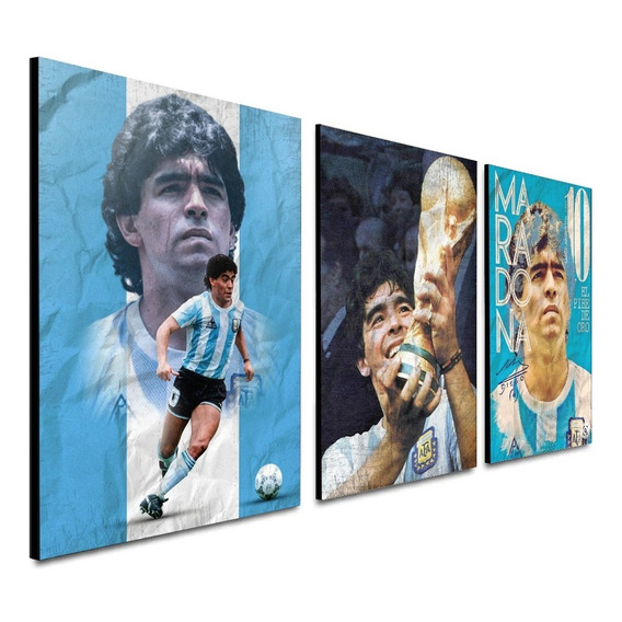 Cuadros Decorativos - Tríptico Maradona - Futbol - Póster