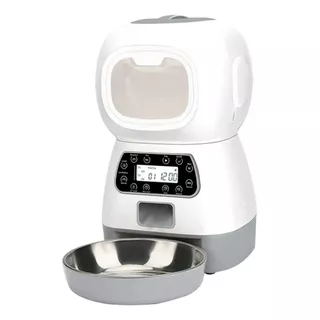 Dispensador Automático De Alimentos Para Mascotas Color Blanco