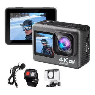 Camara Digital Deportiva V36 Doble Pantalla 4k Wifi C Agua