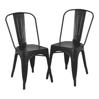 Sillas Para Comedor Innhome 2 Unidades Tolix Estructura Metalica Color Negro Mate Para Restaurante Y Exterior 